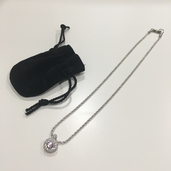 Swarovski Pink Stone and Clear Crystal Necklace - Picture 2 of 5